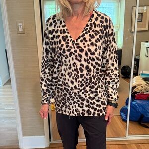 Equipment Cream and Black Leopard Sweater